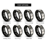 font options for inside engraving on black & grey honeycomb grid hexagons rings