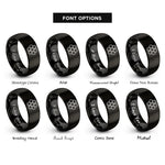 font options for inside engraving on black honeycomb hex pattern rings