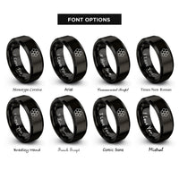 font options for inside engraving on black honeycomb hex pattern rings