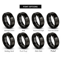 font options for inside engraving on black honeycomb hex pattern rings