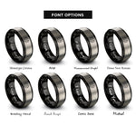font options for inside engraving on black & grey honeycomb lines rings