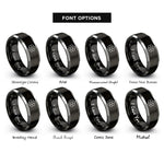 font options for inside engraving on black & silver honeycomb lines rings