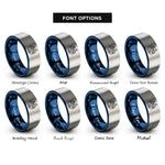 font options for inside engraving on blue & grey hong kong rings