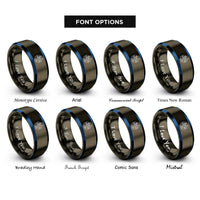 font options for inside engraving on gunmetal & blue hong kong rings