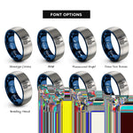 font options for inside engraving on blue & silver hong kong skyline rings