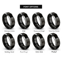 font options for inside engraving on black & gray honor guard flag rings