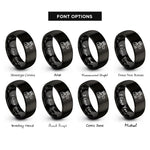 font options for inside engraving on black honor guard flag rings