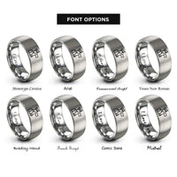 font options for inside engraving on grey honor guard flag rings