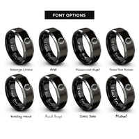 font options for inside engraving on black & silver honor wreath rings