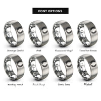 font options for inside engraving on grey honor wreath rings
