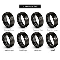 font options for inside engraving on black hooded rat rings