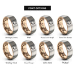 font options for inside engraving on rose gold & grey hooded rat rings