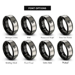 font options for inside engraving on black & grey hooded skull rings