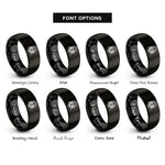 font options for inside engraving on black hooded skull rings