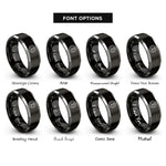 font options for inside engraving on black & silver hoof circle rings