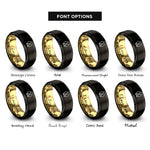 font options for inside engraving on black & gold hoof print rings