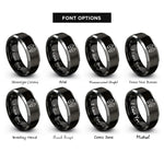 font options for inside engraving on black & gray hoof print rings