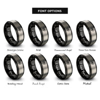font options for inside engraving on black & silver hoof print rings