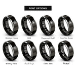 font options for inside engraving on black & grey hoof print rings