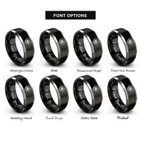 font options for inside engraving on black & grey hoof print rings