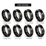 font options for inside engraving on black & grey hoof print rings