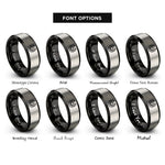 font options for inside engraving on black & silver hoof print rings