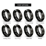 font options for inside engraving on black & silver hoof print rings