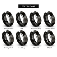 font options for inside engraving on black & silver hoof print rings