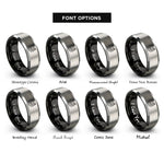font options for inside engraving on black & grey hoof print rings