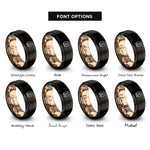 font options for inside engraving on black & rose gold hoof print rings
