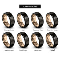 font options for inside engraving on black & rose gold hoof print rings