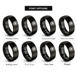 font options for inside engraving on black hoof print rings