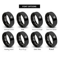 font options for inside engraving on black hoof print rings