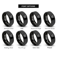 font options for inside engraving on black hoof print rings
