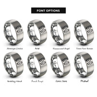 font options for inside engraving on silver hoof print rings