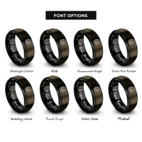 font options for inside engraving on gunmetal & black hoof print rings