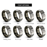 font options for inside engraving on gunmetal & grey hoof print rings