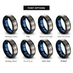 font options for inside engraving on black & blue & silver hook anchor crossed rings