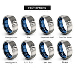 font options for inside engraving on blue & gray hook anchor crossed rings