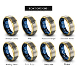 font options for inside engraving on gold & blue & silver hook heart anchor rings
