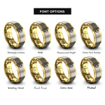 font options for inside engraving on gold & gray hook heart anchor rings
