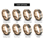 font options for inside engraving on rose gold hook heart anchor rings