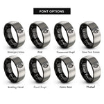 font options for inside engraving on black & silver hop cone rings