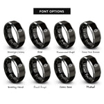 font options for inside engraving on black & gray hop cone rings