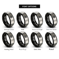 font options for inside engraving on black & grey hop cone rings