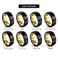 font options for inside engraving on black & gold hopping bunny rings