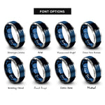 font options for inside engraving on blue & gray horizon north star rings