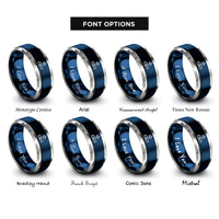 font options for inside engraving on blue & gray horizon north star rings