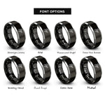 font options for inside engraving on black & gray horn player rings