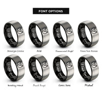 font options for inside engraving on black & gray horn symbol rings
